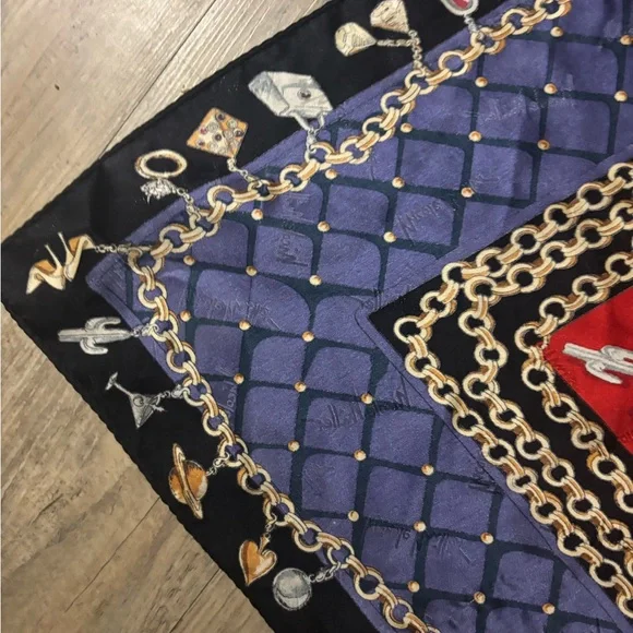 NICOLE MILLER 36 INCH SQ SILK SCARF Square Purse Chat - Picture 3 of 5